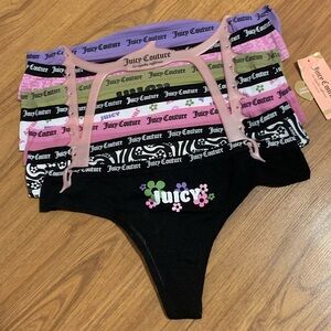 JUICY COUTURE intimates 7 pack of thongs colourful cotton spandex with logos